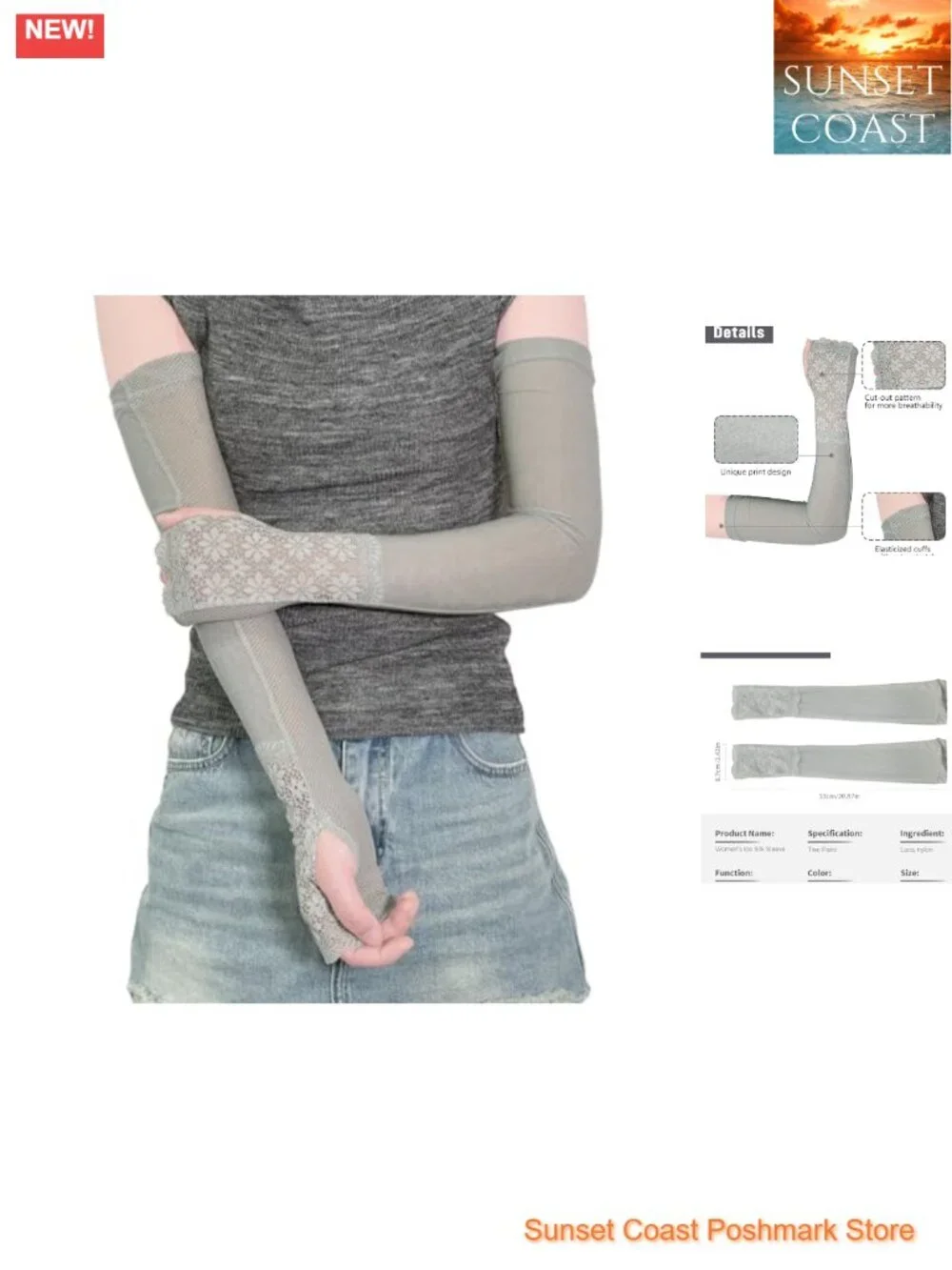 Lace Ice Silk Arm Sleeves for Women UV Sun Protection